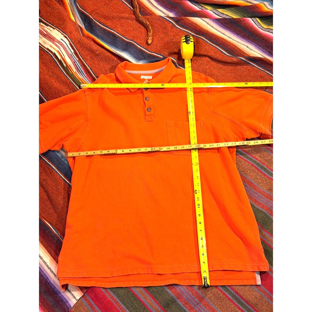 Duluth Trading Heavy Duty Cotton Orange Polo Mens Size XL Pocket Short Sleeve
